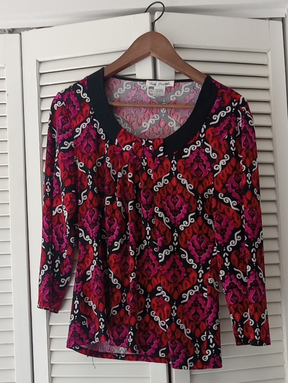 Linea Donatella Red & Pink Patterned Scoop Neck Tunic